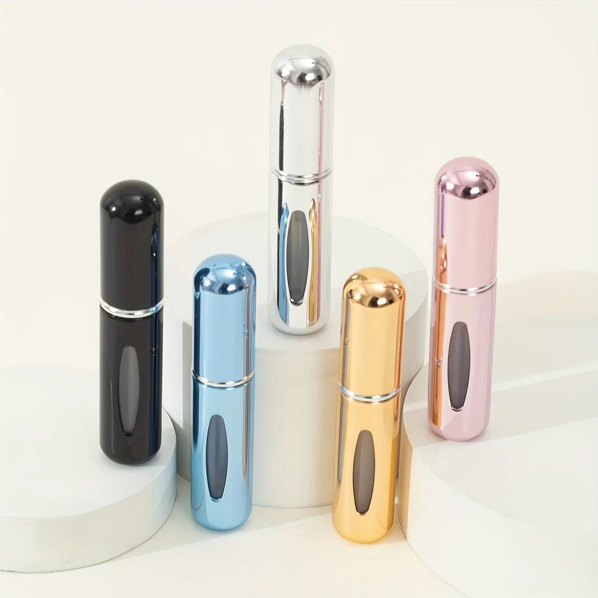 Botellas pulverizadoras de perfume portátiles LuxuryGlow (paquete de 5): atomizadores de viaje recargables para uso diario