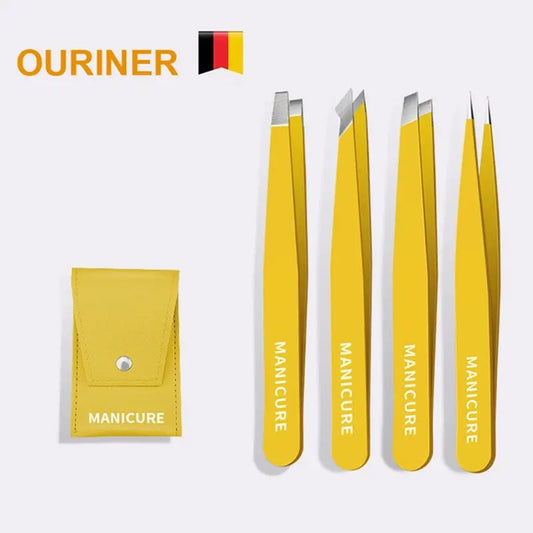 OURINER Colorful Stainless Steel Eyebrow Tweezer – Slanted Precision Hair Remover