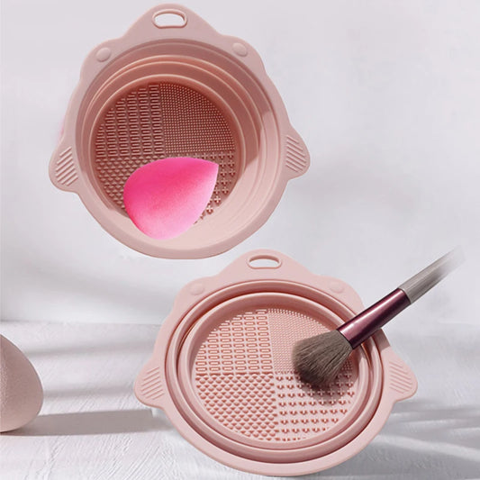 SALON FASHION Makeup Brush Cleaner Set – Silicone Cleaning Bowl & Brush Holder