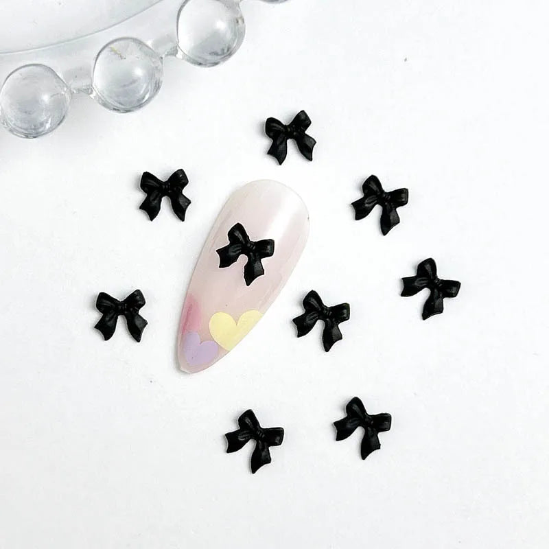 LuxuryGlow 50Pcs 3D Resin Bowknots Nail Art Decorations – Mini Acrylic Ribbon Charms for DIY Nails
