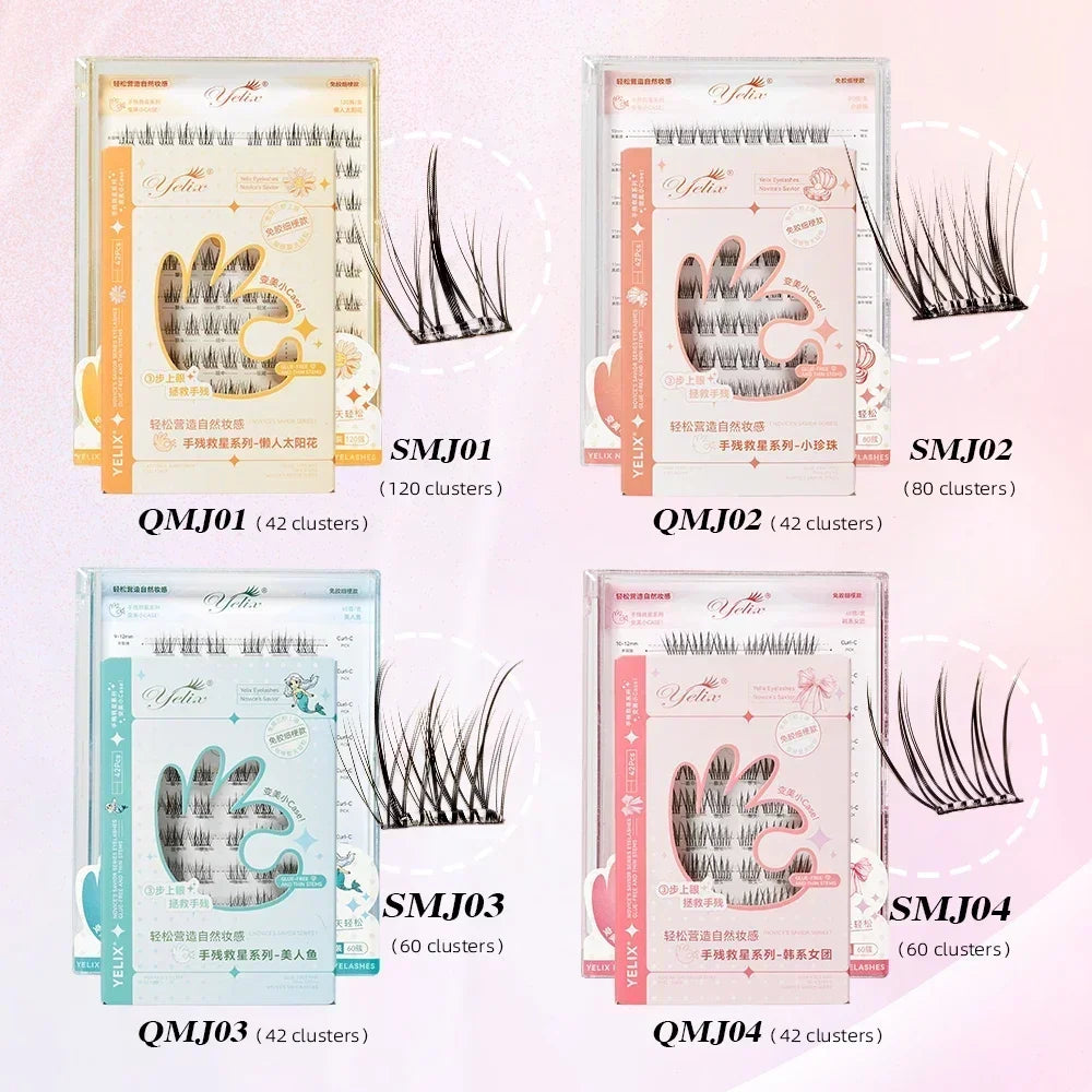 Yelix Fairy Glue-Free Reusable False Eyelashes – Easy DIY Segmented Lashes for Natural Look