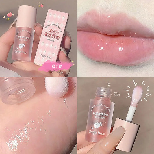 Gege Bear Crystal Jelly Lip Oil – Hydrating Fruit Gloss for Soft, Nourished Lips