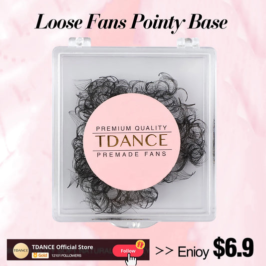 TDANCE 500Fans Premade Volume Eyelash Extensions – Pointy Base, Medium Stem C30