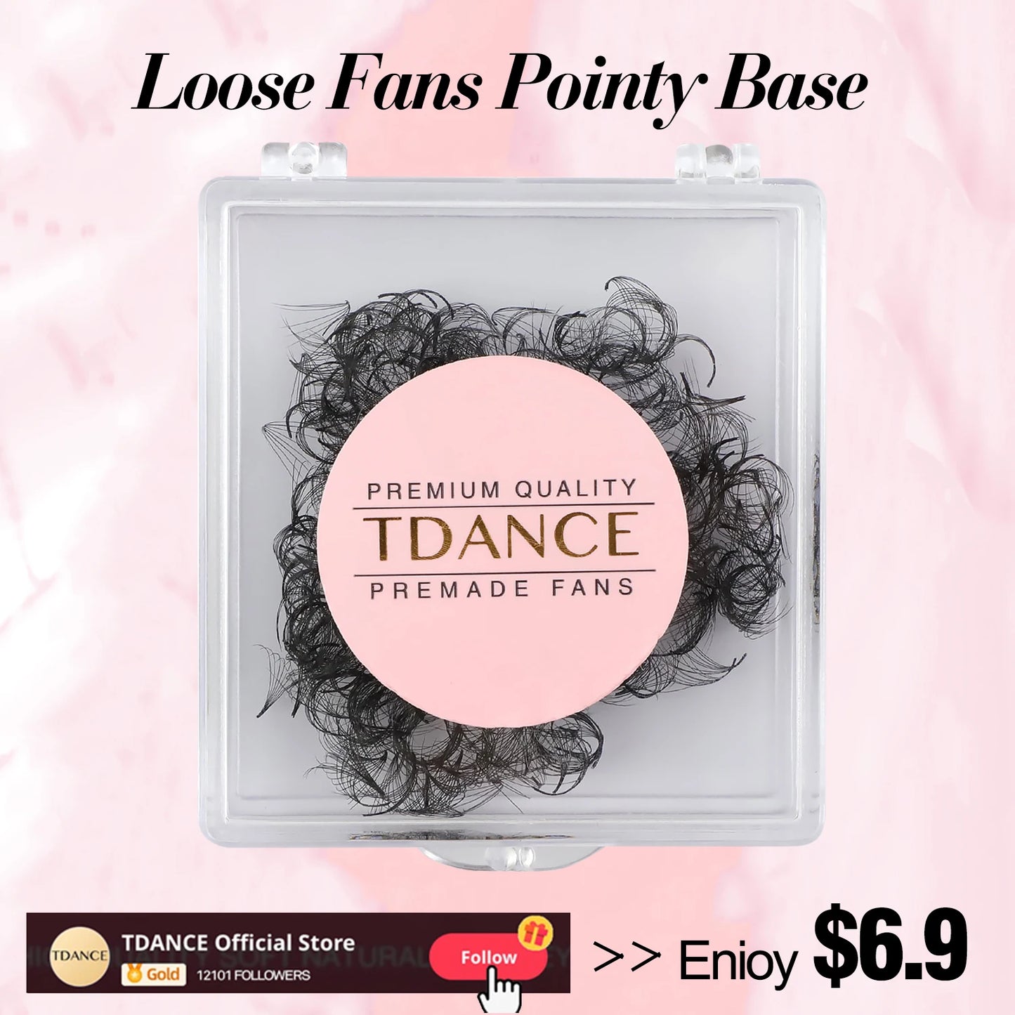 TDANCE 500Fans Premade Volume Eyelash Extensions – Pointy Base, Medium Stem C180