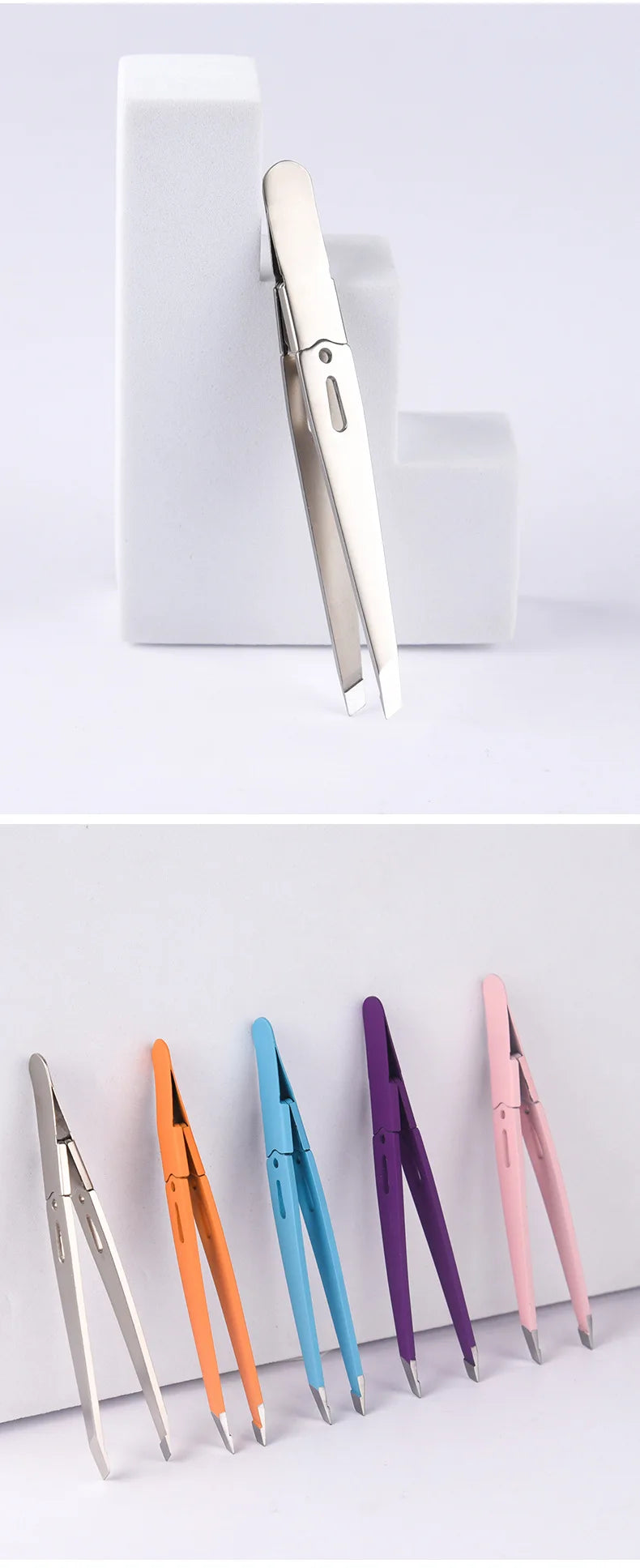 LuxuryGlow Professional Stainless Steel Eyebrow Tweezers for Precise Hair Removal & Eyelash Extension