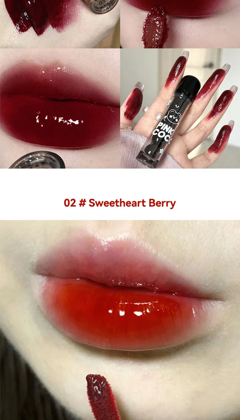 PINKCOCO Mirror Lip Glaze: brillo nude de larga duración con brillo iluminador