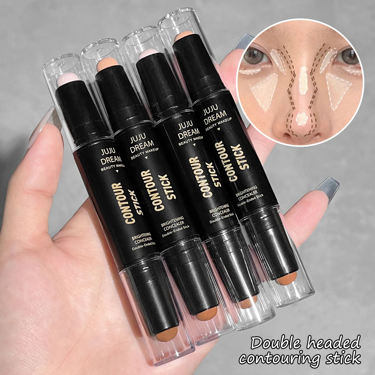 JUJU Dream Barra de contorno y corrector de doble punta: corrector de ojeras de larga duración