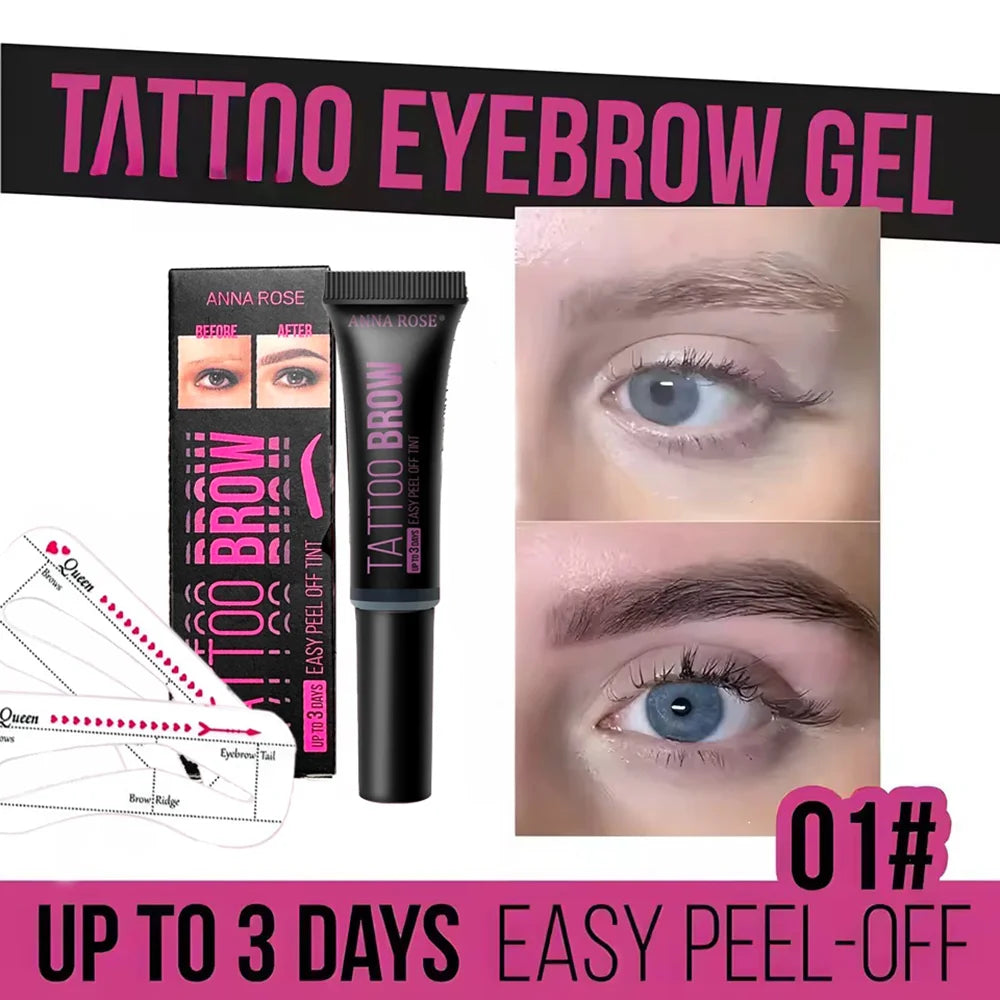 Gel de cejas LuxuryGlow resistente al agua, despegable y con plantillas: a prueba de manchas, duración de 3 días