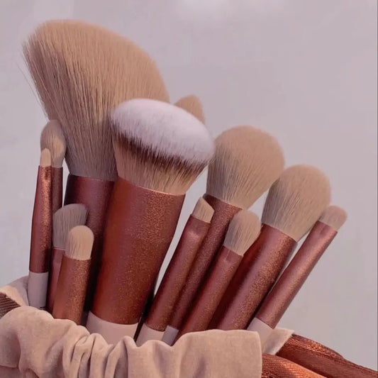LuxuryGlow 13-Piece Makeup Brush Set for Eyes, Face & Foundation – Soft Nylon Bristles