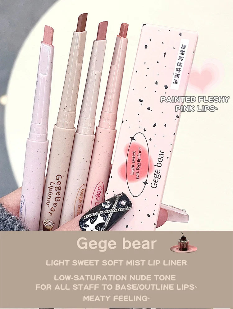 Delineador de labios mate Gege Bear Nude: lápiz aterciopelado resistente al agua y de larga duración 