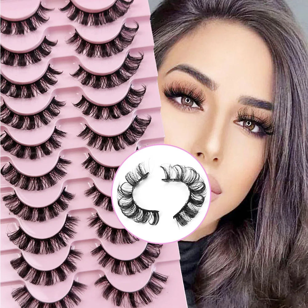 EOEKKY Hot Selling 10 Pairs Russian Volume Wispy Eyelashes – Mixed Styles, Natural Look
