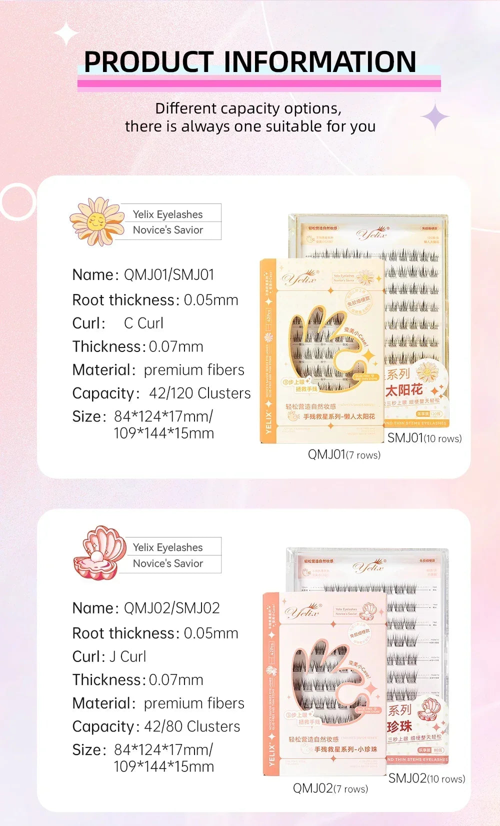 Yelix Fairy Glue-Free Reusable False Eyelashes – Easy DIY Segmented Lashes for Natural Look