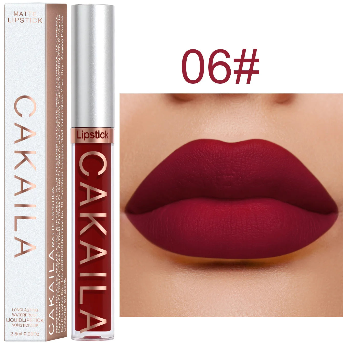 CAKAILA Waterproof Lipstick — Nude, Brown & Matte Red | 24-Hour Long-Lasting