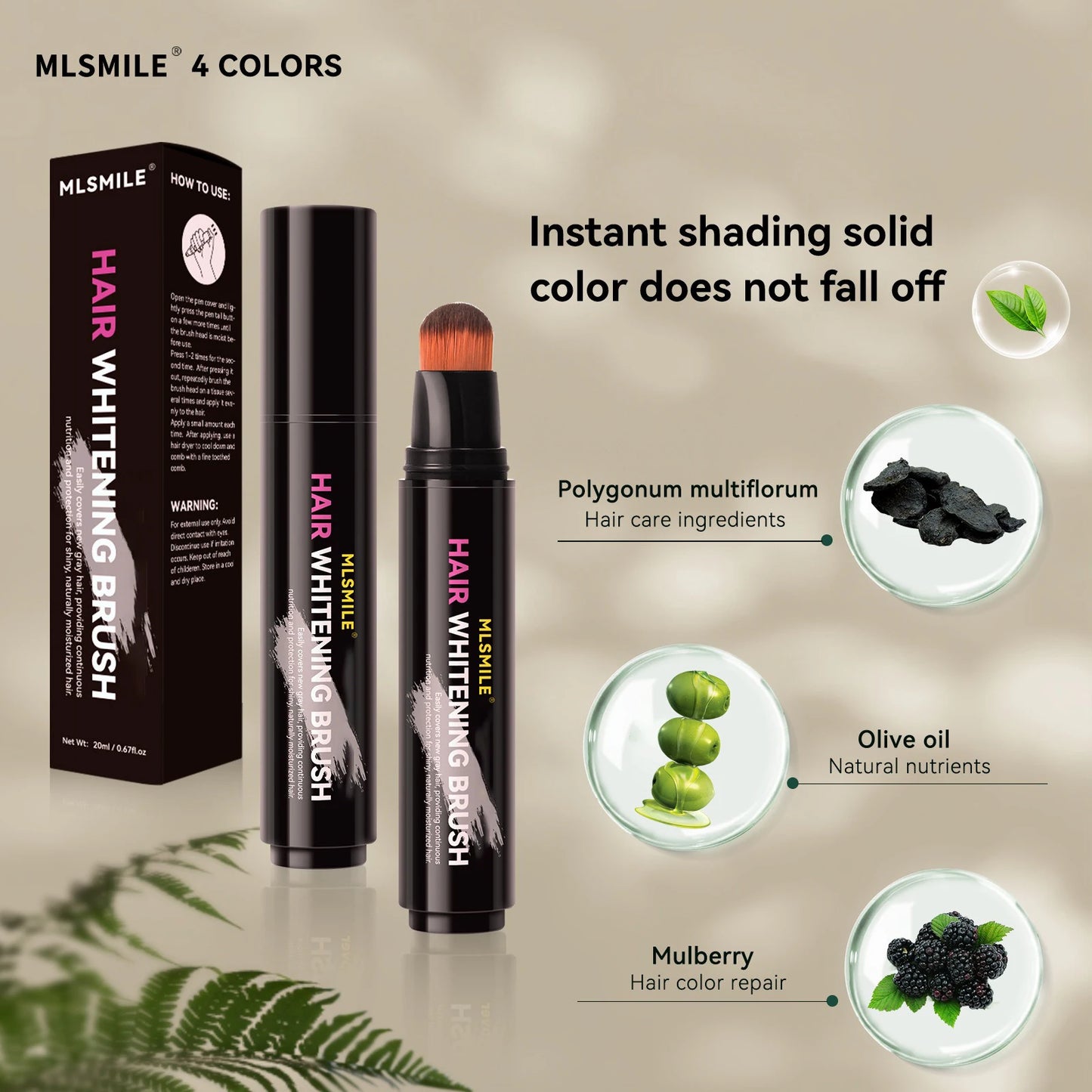 LuxuryGlow Disposable Hair Color Brush Stick – Temporary White Hair Concealer with Natural Plant Extracts (20ml)
