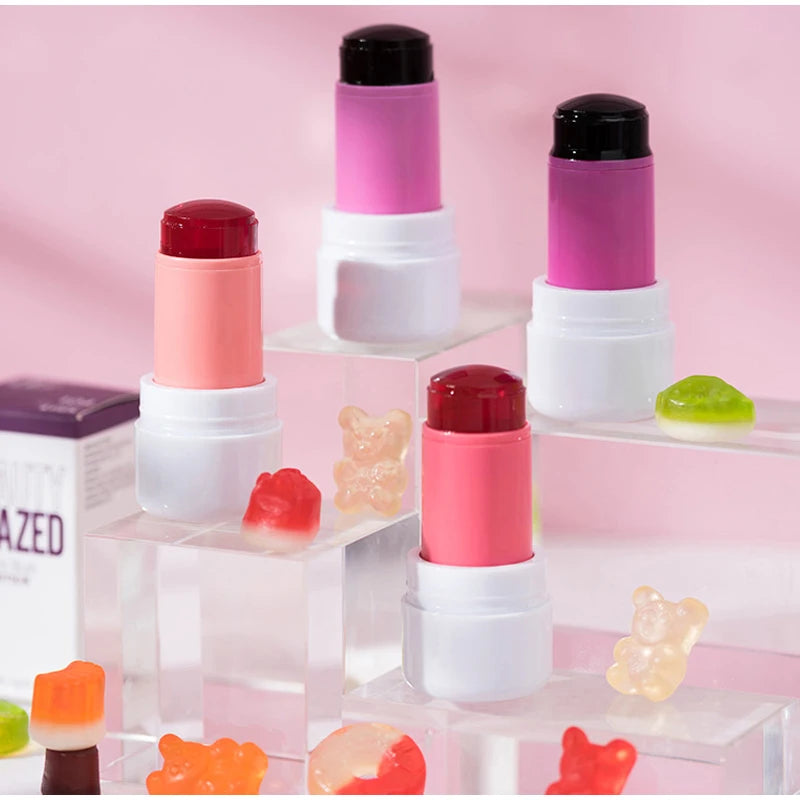 LuxuryGlow 3-in-1 Jelly Lipstick, Blush & Contour Stick – Moisturizing Korean Makeup