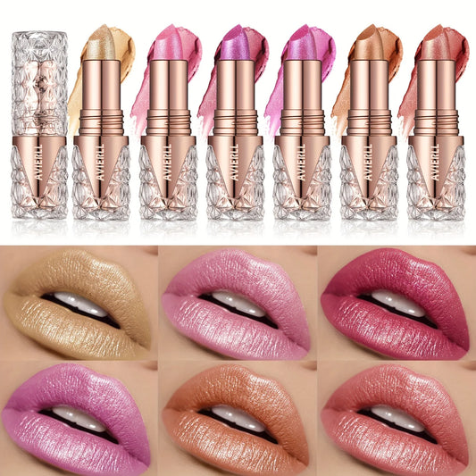 LuxuryGlow 3-in-1 Pearlescent Sparkling Lipstick – Matte, Glitter & Gloss Waterproof Lip Color