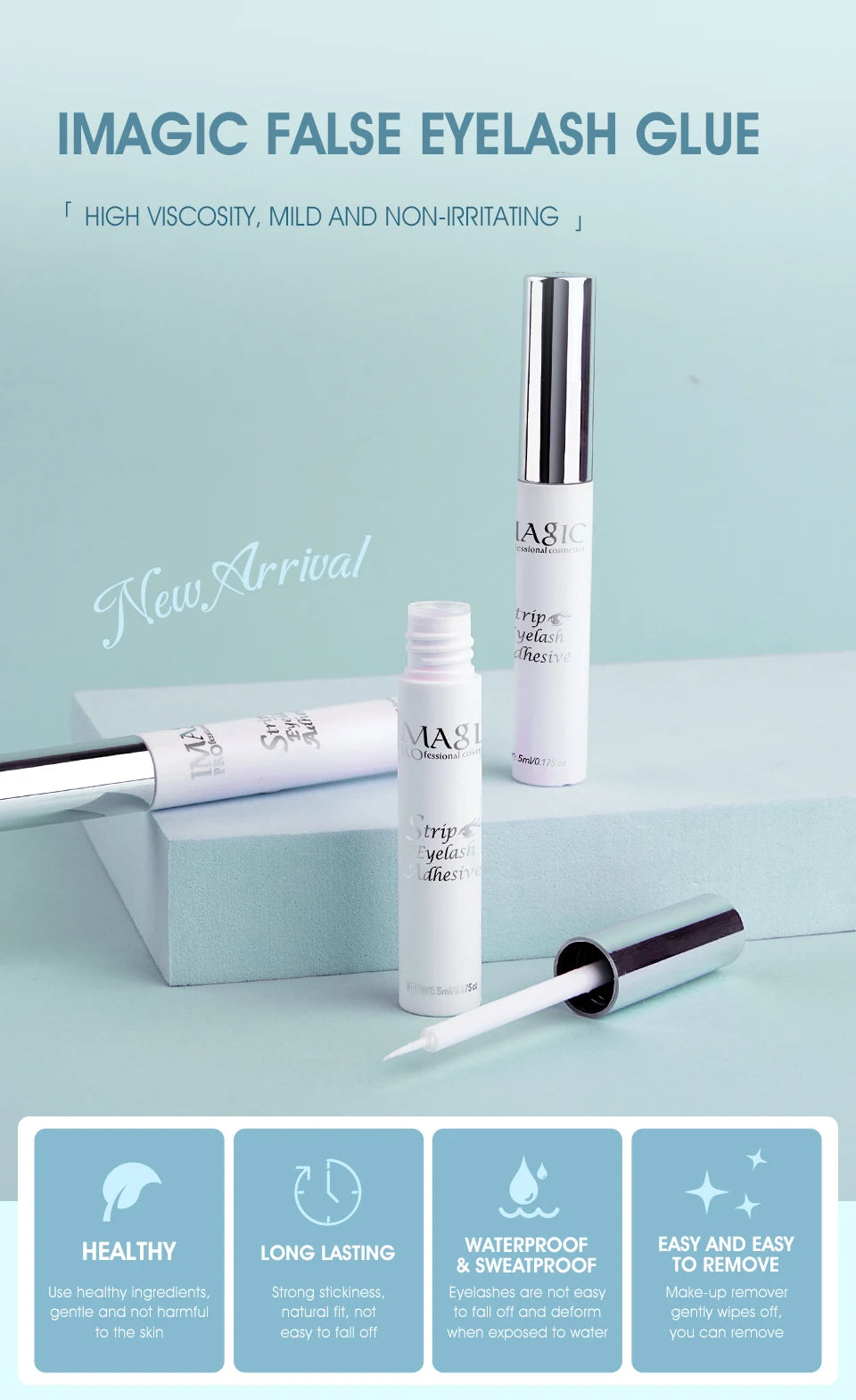 غراء تمديد الرموش من IMAGIC | مقاوم للماء، سريع الجفاف، يدوم طويلًا (5 مل)