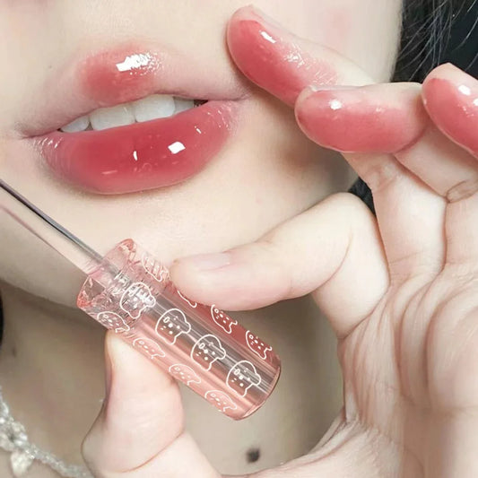 LuxuryGlow Cherry Pink Mirror Lip Gloss – Hydrating Glass Shine Lip Oil Tint