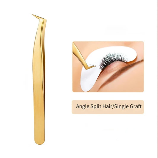 LuxuryGlow Golden Precision Eyelash Extension Tweezers – Stainless Steel 3D Clip Tool