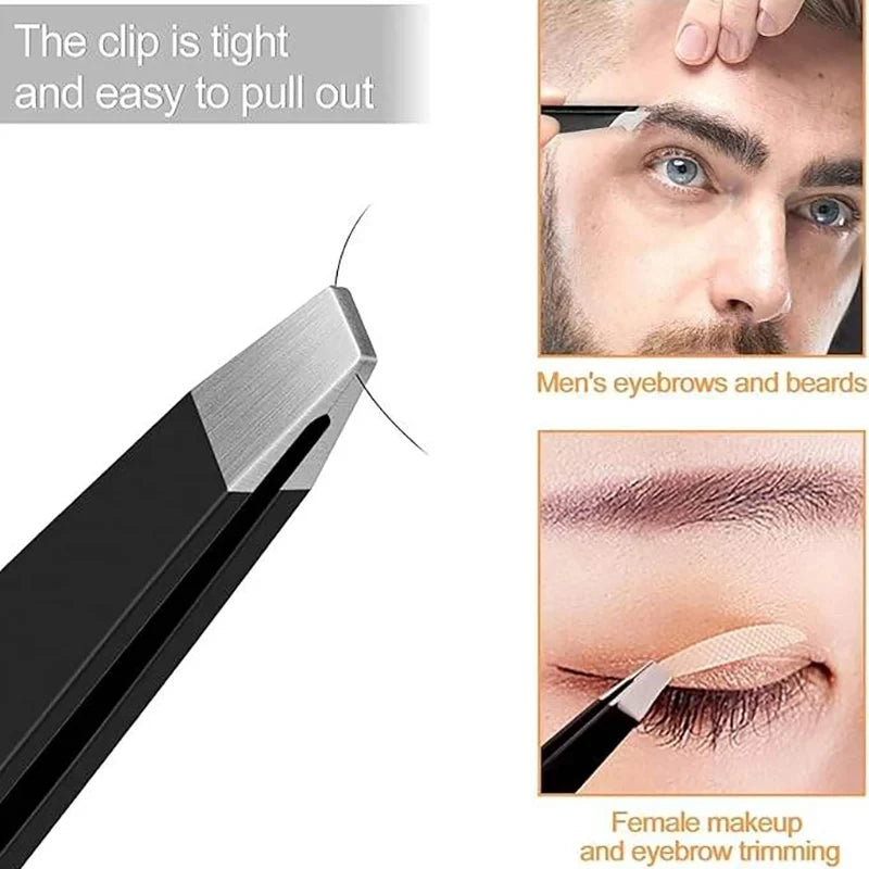 Pinzas para cejas de acero inoxidable de colores LuxuryGlow: depilación de precisión con punta inclinada