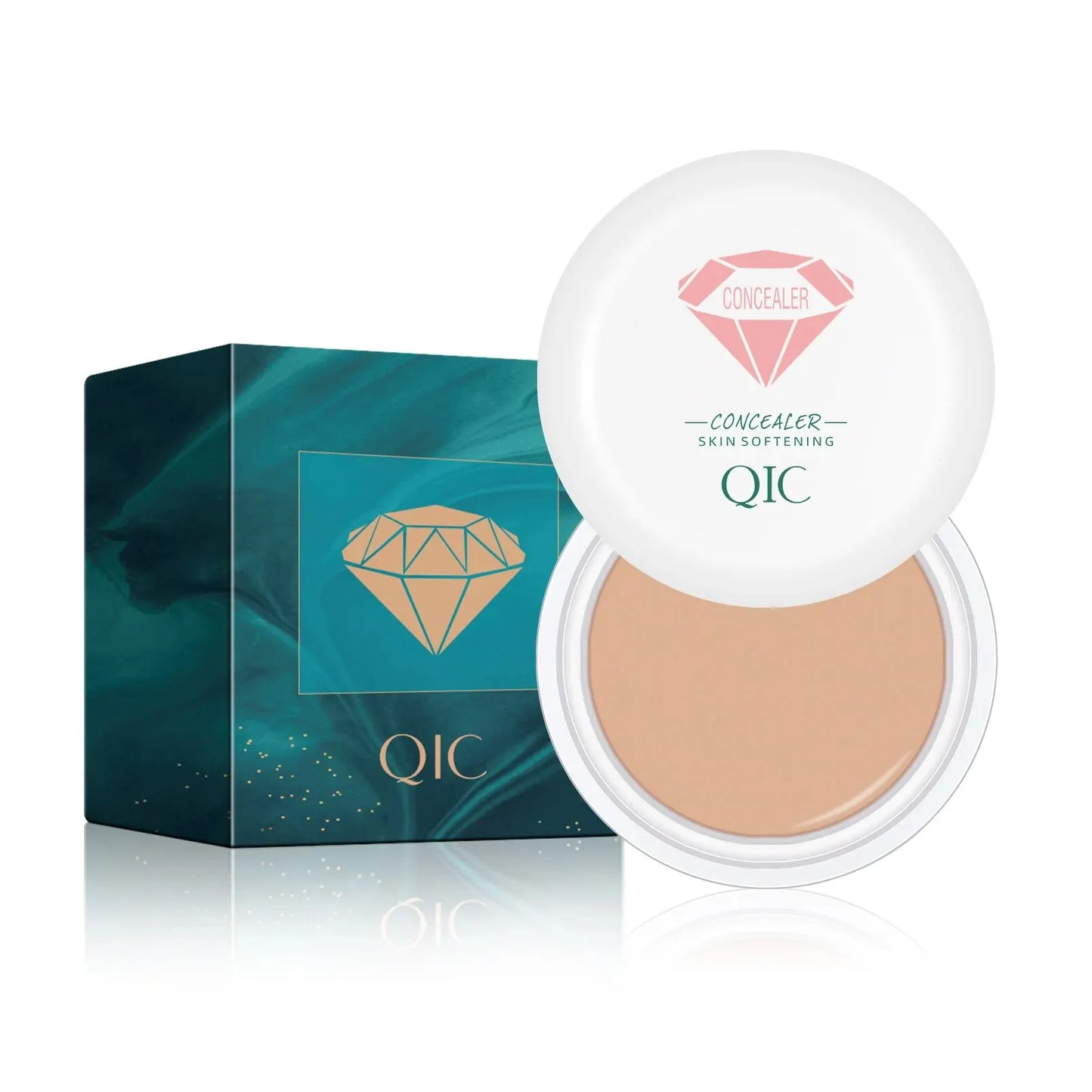Corrector y crema BB QIC de alta cobertura, resistente al agua: de larga duración y antiojeras.