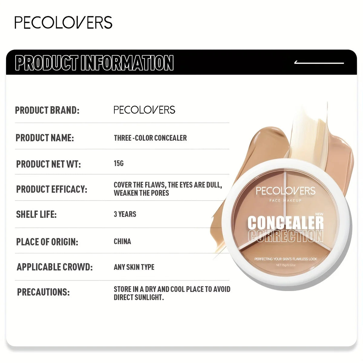 Paleta de correctores LuxuryGlow de cobertura total a prueba de agua: maquillaje hidratante y duradero para el acné, las ojeras y el contorno de ojos.