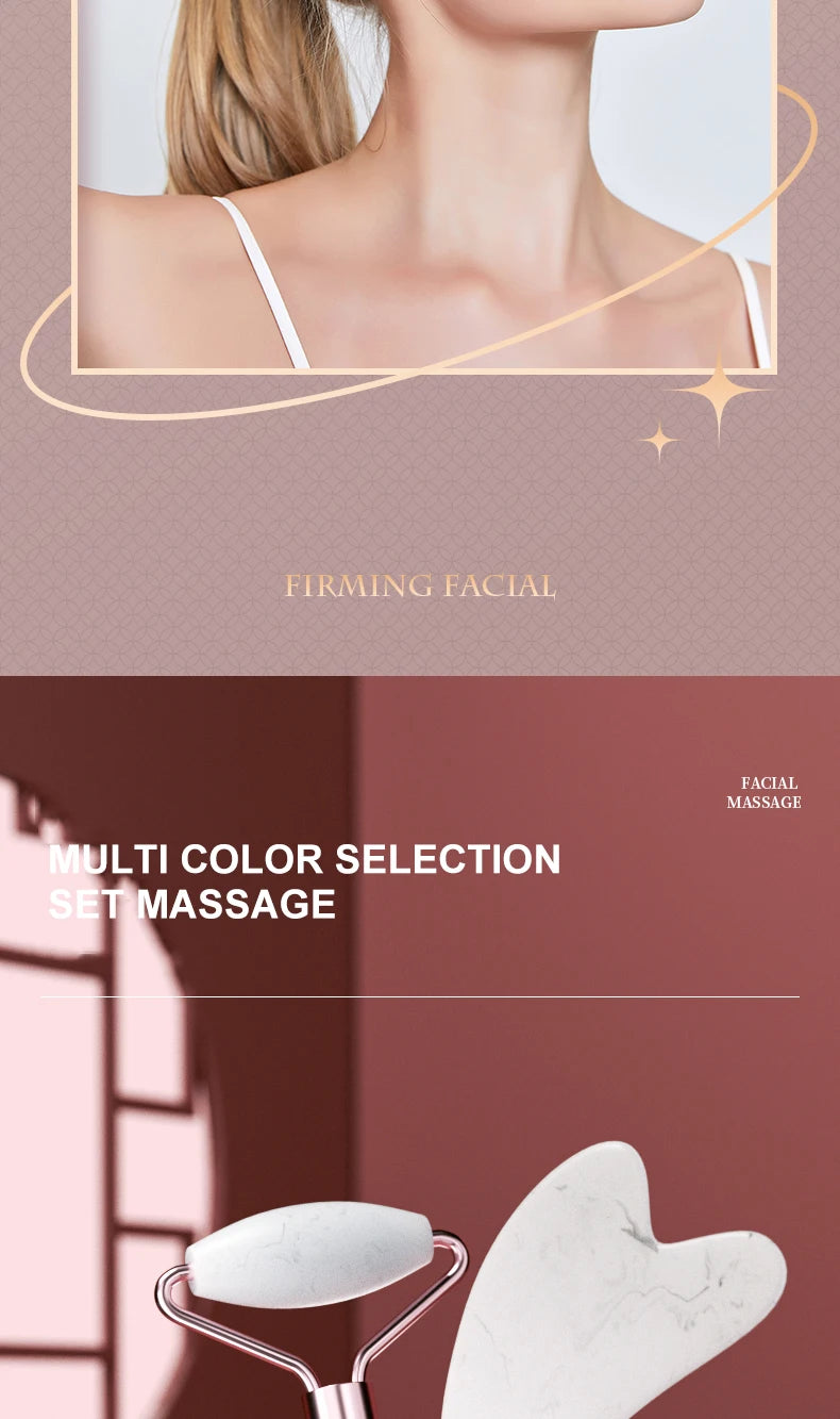 Rodillo masajeador facial de resina 3 en 1 LuxuryGlow: para rostro, cuello y ojos