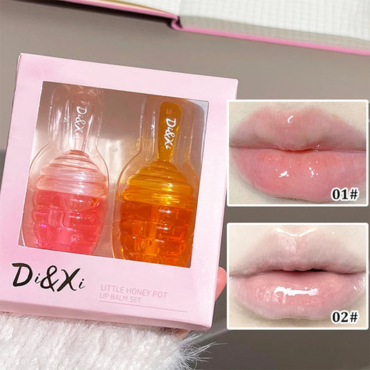 LuxuryGlow Honeypot Lip Oil Set – Moisturizing, Hydrating & Long-Lasting Lip Care