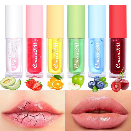 CmaaDu 6-Color Fruit Lip Glaze – Color Changing, Long-Lasting & Moisturizing Gloss