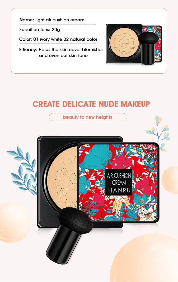 LuxuryGlow Mushroom Air Cushion BB Cream – Moisturizing, Concealing & Long-Lasting