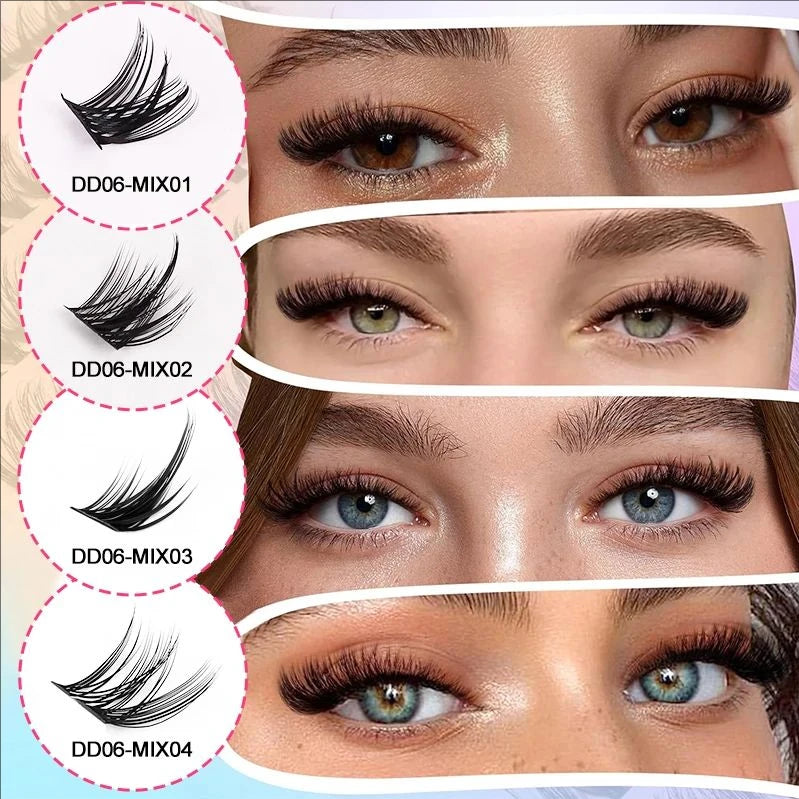 مجموعة رموش JPNPL MJ Lashes 40D DIY لتمديد الرموش - 120 قطعة من عناقيد المنك الصناعي على شكل حرف D