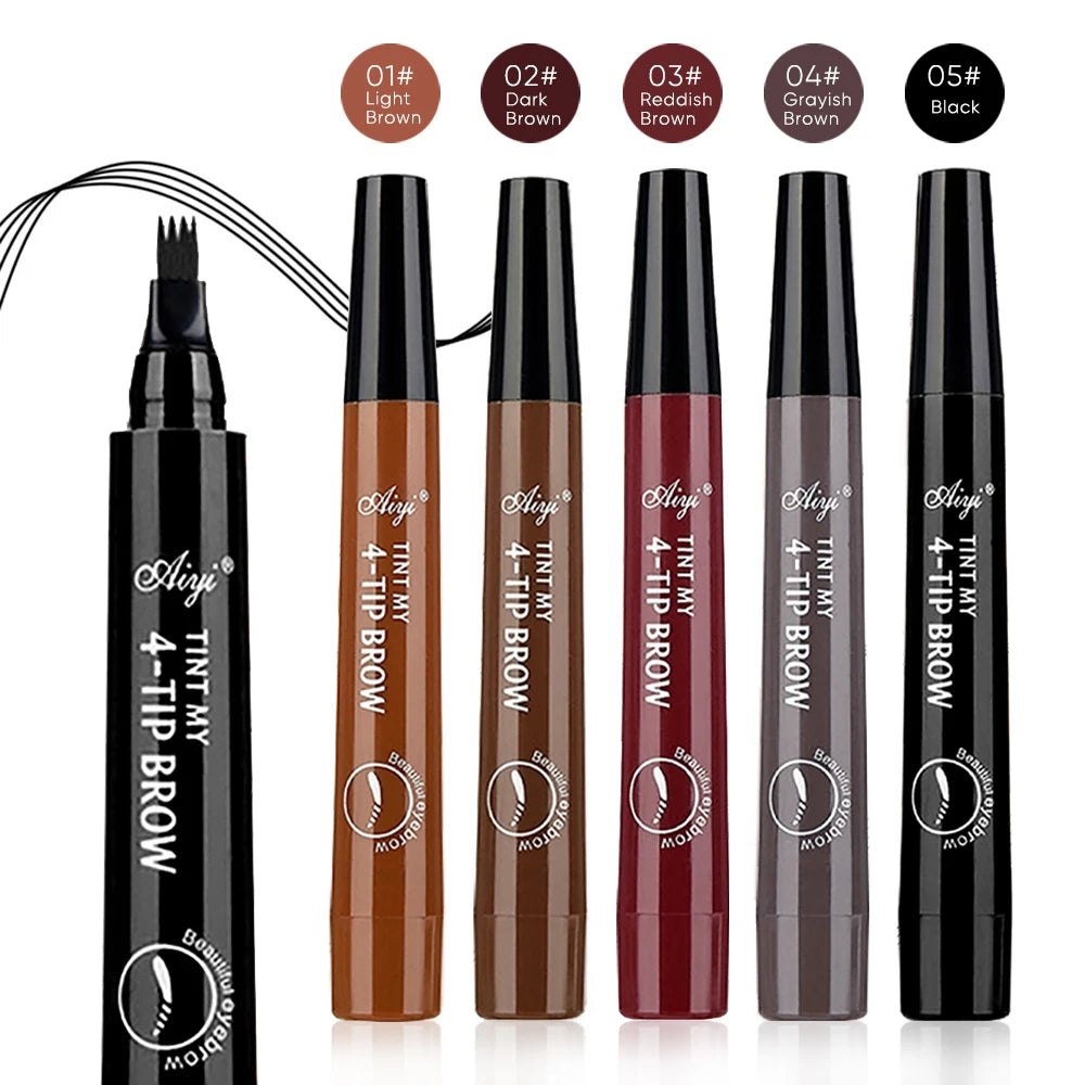Lápiz de cejas Luxury Glow de 4 puntas, resistente al agua: efecto microblading natural, de larga duración.