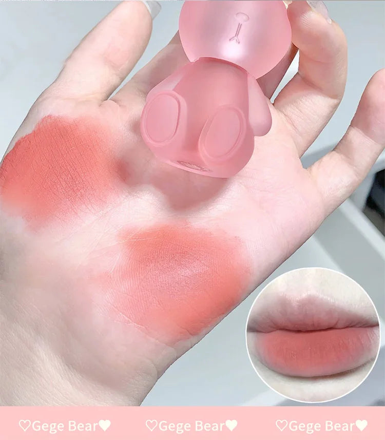 ملمع شفاه مطفي من Gege Bear Rabbit - ملمع شفاه مخملي يدوم طويلاً مع لمسة نهائية مرطبة