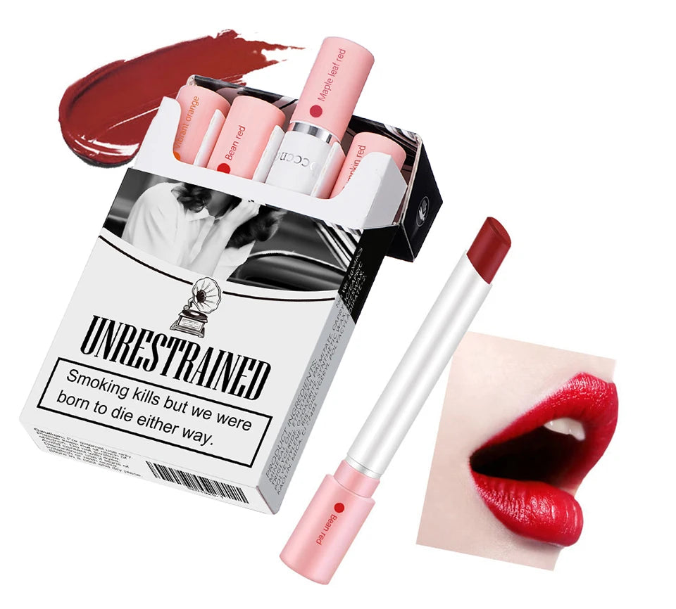 Set de brillo labial ibcccndc Cigarette: 4 colores mate, resistente al agua y de larga duración para mujer
