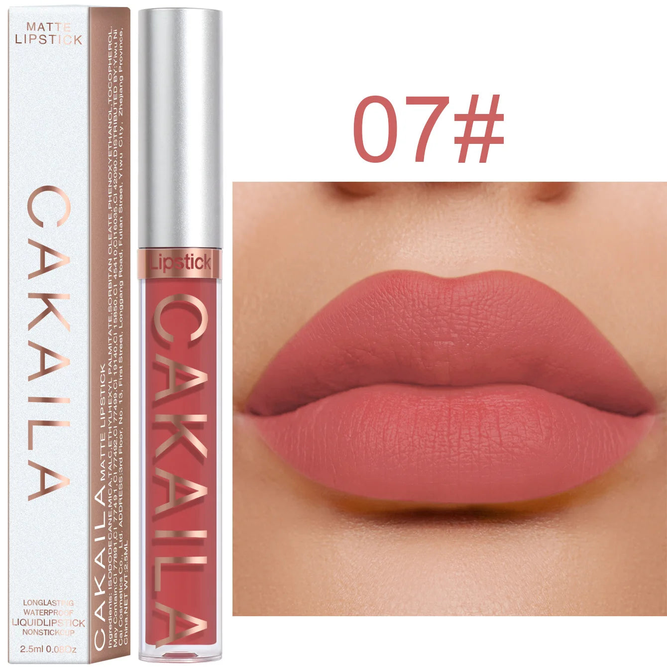 CAKAILA Waterproof Lipstick — Nude, Brown & Matte Red | 24-Hour Long-Lasting
