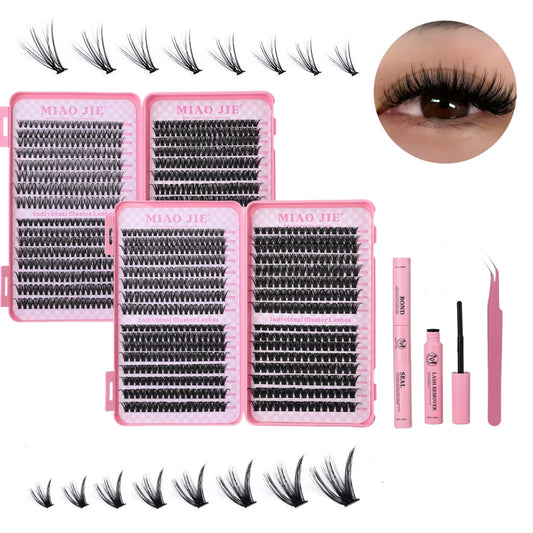 مجموعة رموش MIAOJIE D Curl من 640 قطعة - رموش صناعية فردية بطول 9-16 مم