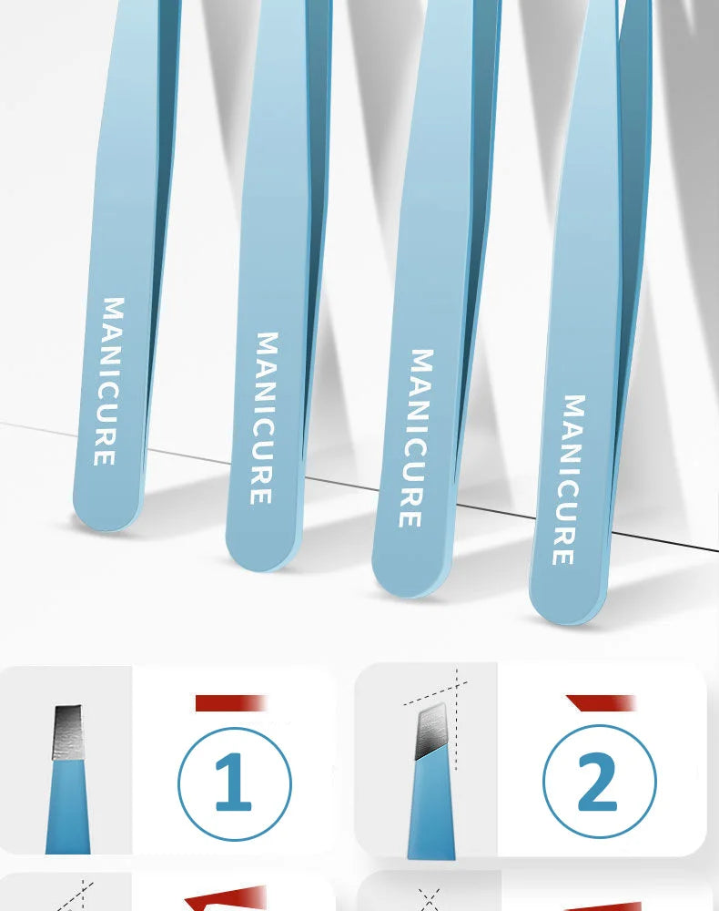 OURINER Colorful Stainless Steel Eyebrow Tweezer – Slanted Precision Hair Remover