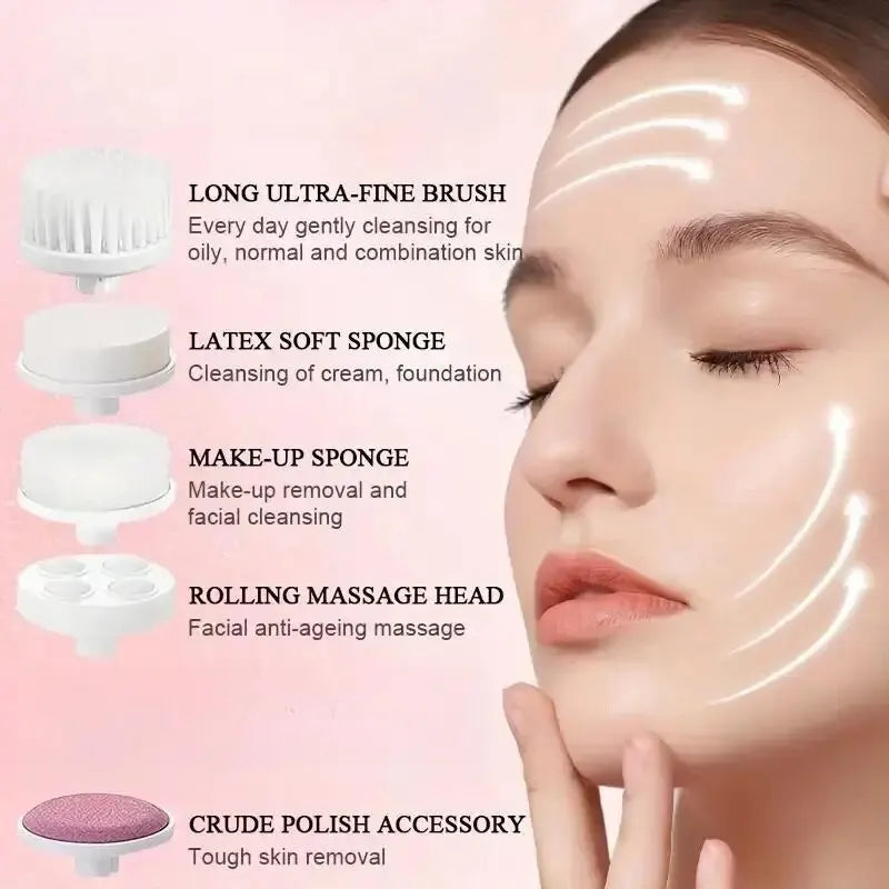 Cepillo de limpieza facial y masajeador de belleza LuxuryGlow 5 en 1: limpieza profunda y cuidado suave de la piel