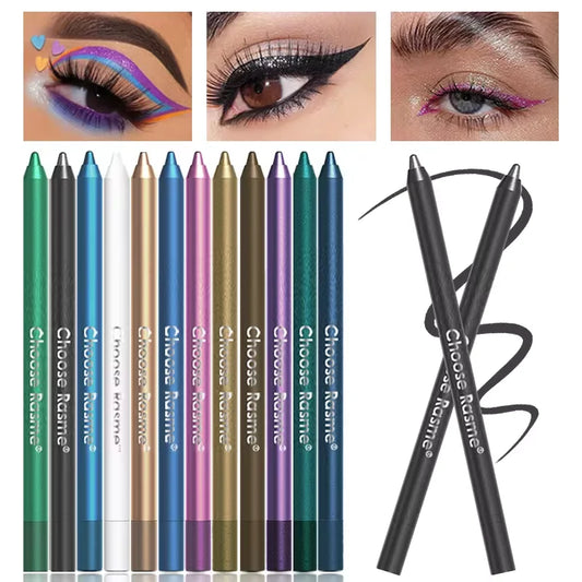 LuxuryGlow 12-Color Glitter & Shimmer Eyeshadow Eyeliner Stick Set – Smooth, Long-Wear Makeup Pens