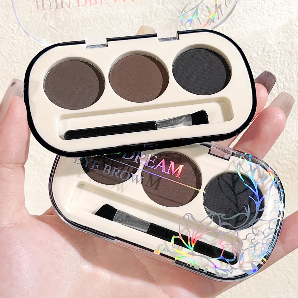 LuxuryGlow&nbsp; 3-Color Eyebrow Powder Palette with Brush – Long Lasting, Natural Finish