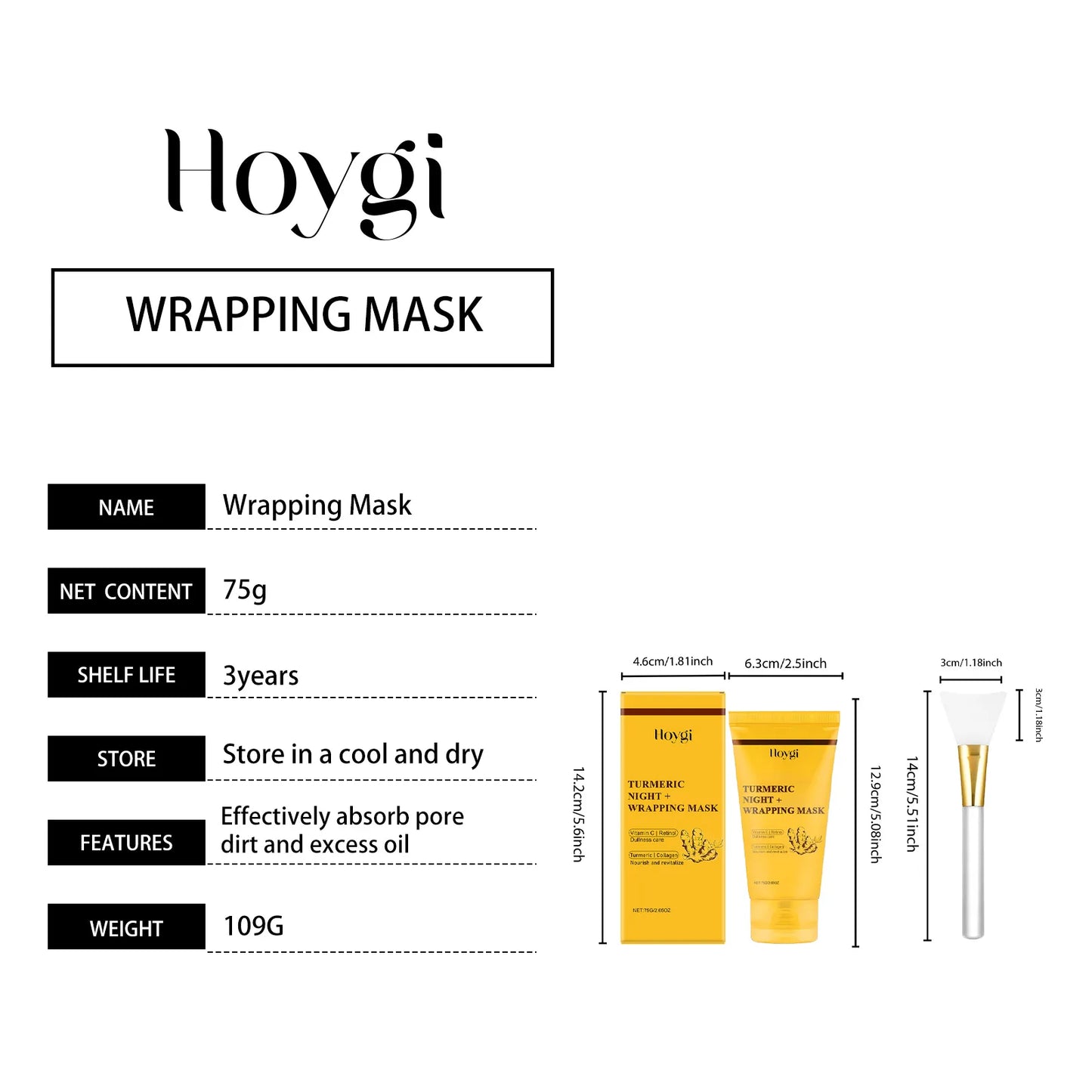 Mascarilla Peel-Off Nocturna de Colágeno Hidrolizado Hoygi: Crema de Noche Reafirmante e Hidratante para la Elasticidad de la Piel (75 g)