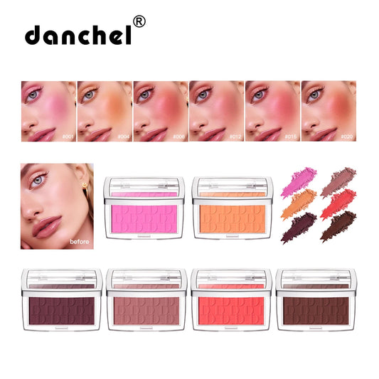 LuxuryGlow 6-Color Matte Embossed Blush Palette – High Pigment, Natural Rosy Glow