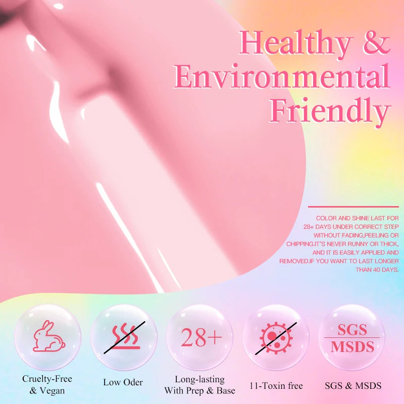 MEET ACROSS 6PC UV LED Gel Nail Polish Set – Soak Off Semi-Permanent Manicure Kit (7ml Each) C25