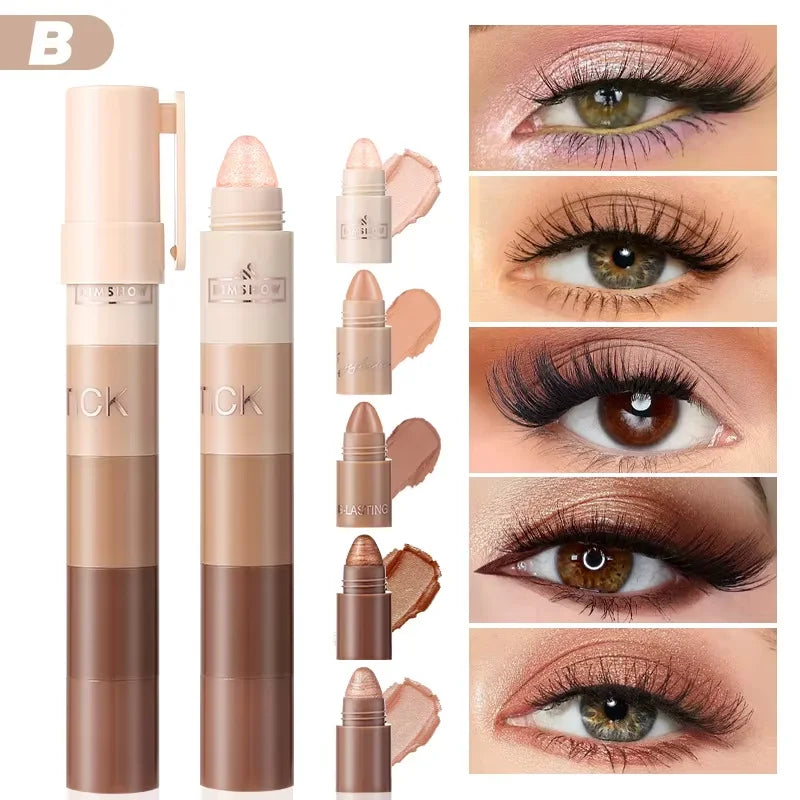 Sombra de ojos en barra LuxuryGlow de 5 colores: mate y perlado, resistente al agua y a las manchas.