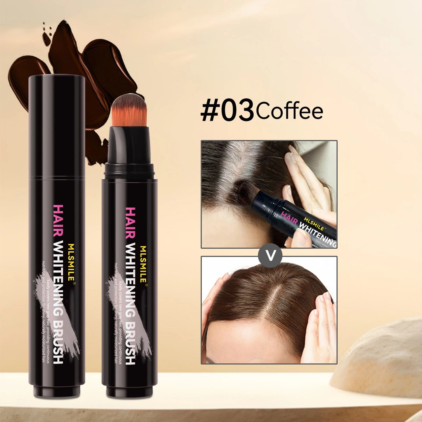 LuxuryGlow Disposable Hair Color Brush Stick – Temporary White Hair Concealer with Natural Plant Extracts (20ml)