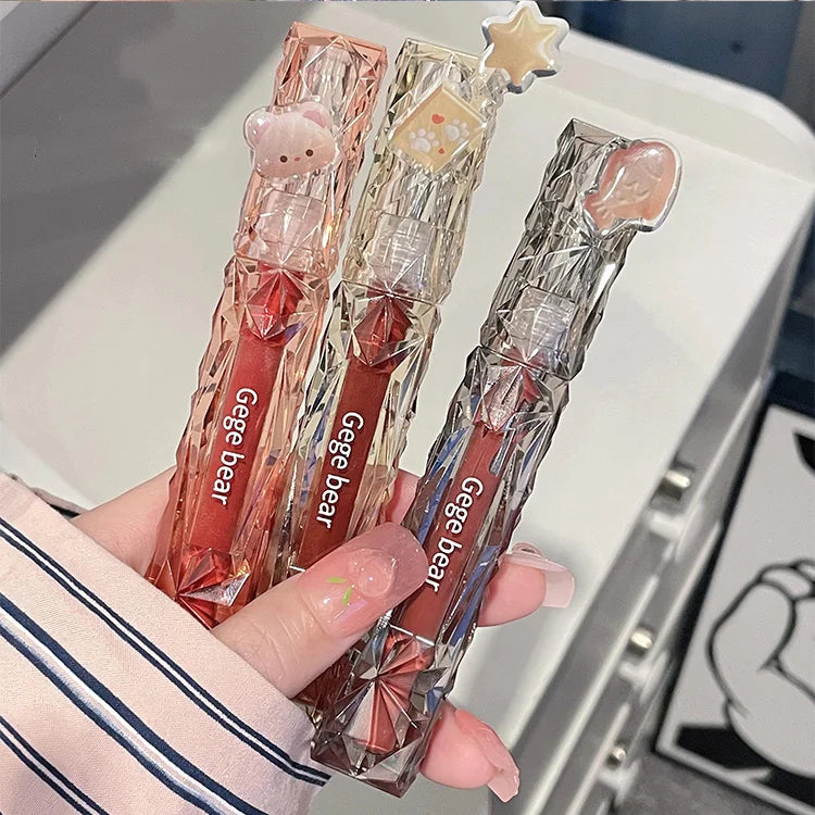 Gege Bear Crystal Mirror Lip Gloss – Hydrating, High-Shine, Fuller Lips