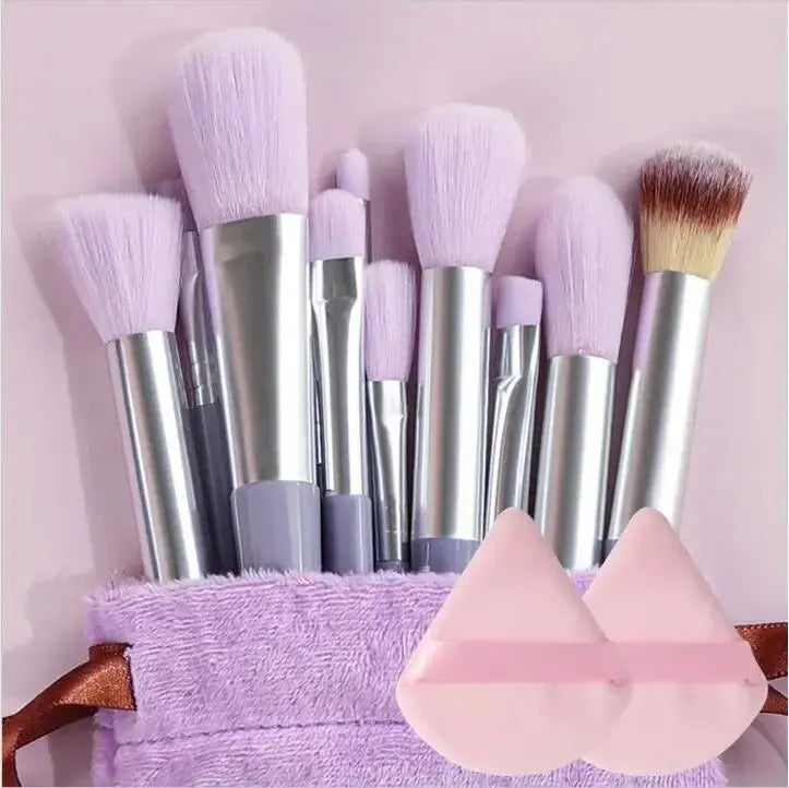 Juego de brochas de maquillaje suaves profesionales LuxuryGlow: 13, 14, 15 y 16 piezas para base, sombras de ojos, polvos y kabuki.