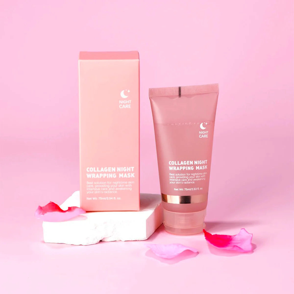 Mascarilla de noche exfoliante con colágeno Lakerain: hidratante, iluminadora y reafirmante para una piel radiante.