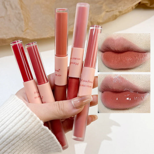 Lápiz labial mate de doble punta MAXFINE: brillo labial resistente al agua y de larga duración de MAXFINE