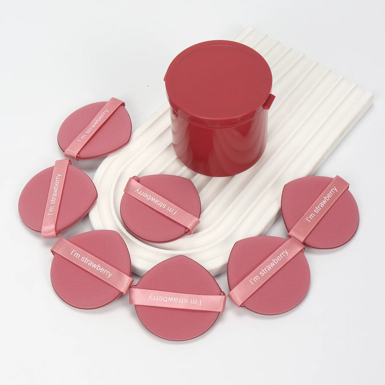 Karsyngirl - Juego de 7 esponjas de maquillaje de fresa (doble cara)